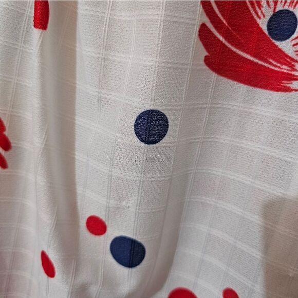 Vintage Devon long sleeve blouse white/blue/red NWT - Picture 5 of 8